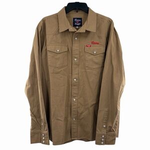Seager Button Shirt Mens XL‎ Brown Pearl Snap Coors Banquet Canvas Workshirt